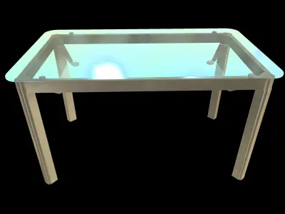 Six Seater Dining Table 3D Model AR VR PBR Low-poly 3D model