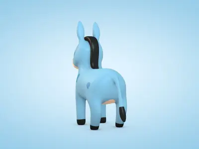 Cute Cartoon Donkey Low-poly 3D model