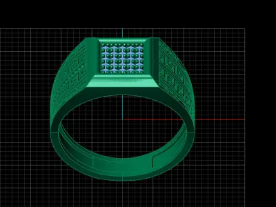 Print Ready STL 3DM  Gents Rings Diamond Men Ring  3D print model 60