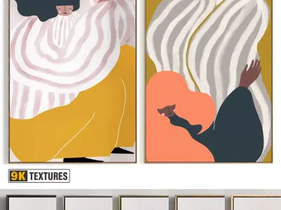 Plaster Two Photo Frame 429 Low-poly 3D model