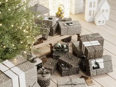 Christmas Tree and Decoration 04 Low-poly 3D model