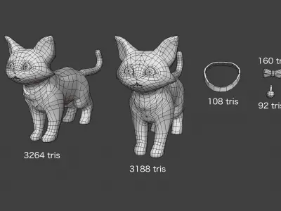 Stylized Cats Pack Low-poly 3D model