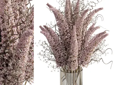 flowers plant in a bouquet glass vase 68 3D model