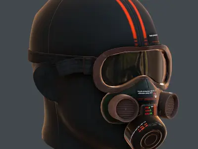 Gas mask helmet 3d model scifi Low-poly  Low-poly 3D model