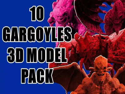 10 Gargoyles 3D Model Pack 3D model
