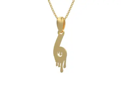 Model 1239 6 Bloody Terror Initial Number Pendant 3D print model