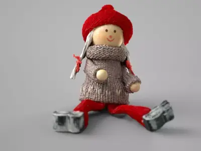 Wooden Decorative Doll Figure 2 Free low-poly 3D model