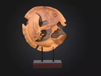 Wooden Fish Sculpture Low-poly 3D model