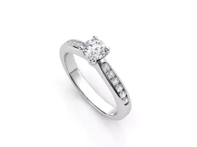 ZDR0107 diamond engagement ring gold 3D print model