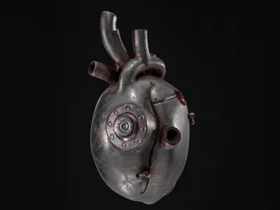 Sci-fi Steel Heart Low-poly 3D model