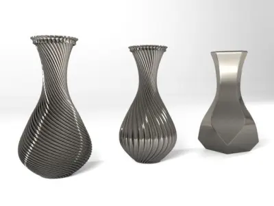 Vases three gold Free 3D model