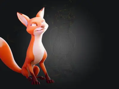 Cartoon Fox for blender Rigged Low-poly 3D model