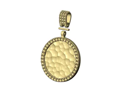 Hammered texture round pendant with bail 3D print model
