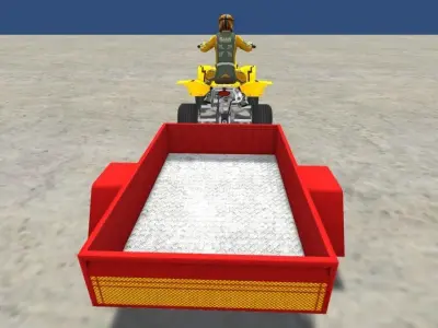 LowPolyQuadBikeWithTrailerandRider-4 atv racing game Low-poly 3D model