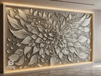 modern panel wall decor set relief stl mural CNC 304 3D model