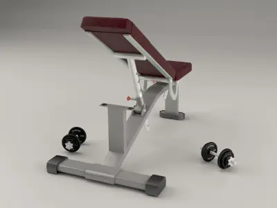 Gym pushing bench Low-poly 3D model