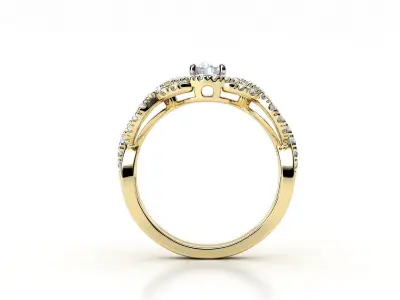 cr-015 gold engagement ring with diamonds 3D print model