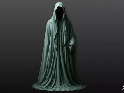 Ghost Statue Outstretched Hand Low-poly 3D model