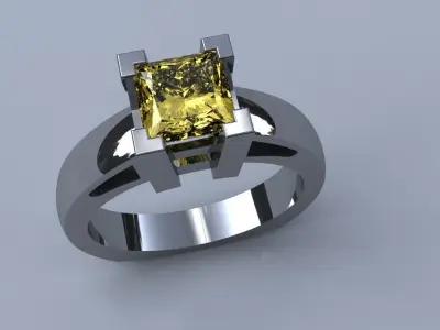 Princess Cut Diamond Ring Size 7 Gold Silver Ladies Jewelry 3D print model