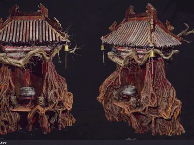 Black Myth Wukong Temple Lowpoly Nanite Mesh Low-poly 3D model