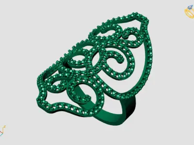 Vintage Womens Diamond Ring Women Rings 3dmodels 3D print model 3D print model 27
