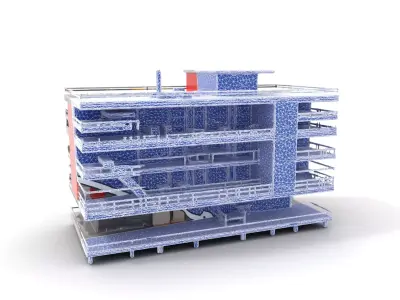 Modern Red Office Building model pack Low-poly 3D model