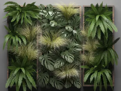 Vertical gardening Fern Wall 3D model