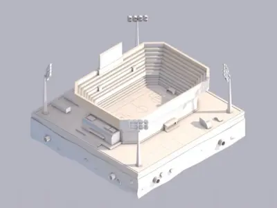 Cartoon Low Poly City Stadium Low-poly 3D model