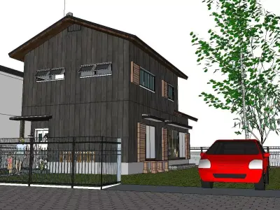 Nobility-History-Castle-Villa-09 house with car 3D model