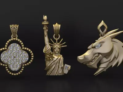  The Golden Icons  3D Luxury Pendant Collection  3D print model