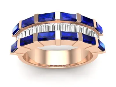 AV 534 Baguette Diamond Ladies Anniversary Wedding Band 3D print model