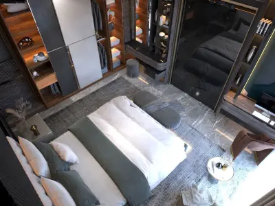 Bedroom modern with accents 3D model