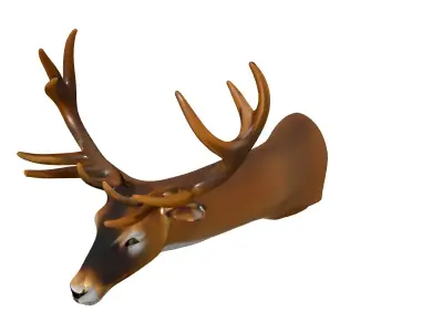 Realistic Deer Head Wall Mount Low-poly 3D model