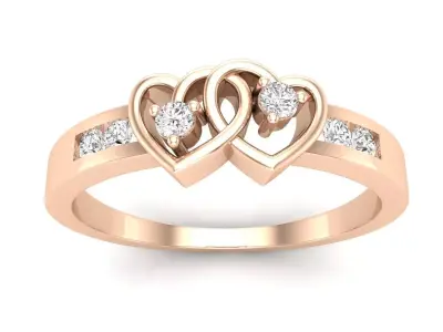 AV 702 Two Heart Shape Wedding Ring 3D print model