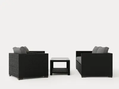Ninja sofa group black Low-poly 3D model