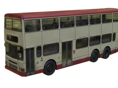 non-air conditioner Double Decker Hong kong Bus 3D model