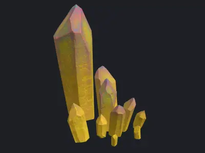 yellow crystals for climbing interior decoration Low-poly 3D model