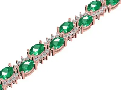 Luxury Oval Emerald Tennis Bracelet 101a 3D print model