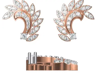 Women Diamond Earrings STL FBX JCD Details 3D print model