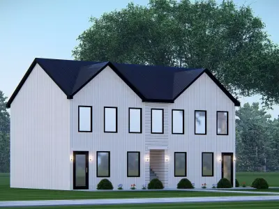 Contemporary Duplex Residential Building Architectural 3D model