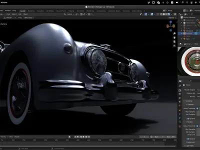 Silver Vintage Car  Low-poly 3D model