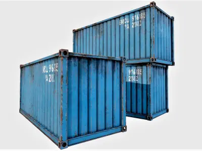 Enterable Shipping Container 03 - PBR Low-poly 3D model