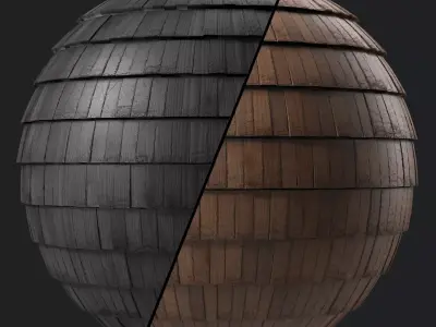 Roof Tile Materials 78- Wooden Roofing Sbsar Seamless Pbr 4k Texture