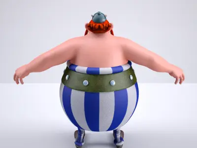Obelix Low Poly with 4k Texture and Displacement map  Low-poly 3D model