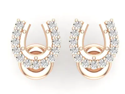 AV 627 Diamond Ladies Horse Shoe Earrings 3D print model
