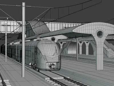 Station with Stadler Flirt II 3D model