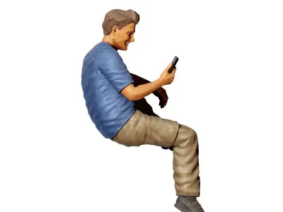 N2 man sitting on the back of pickup truck 3D print model