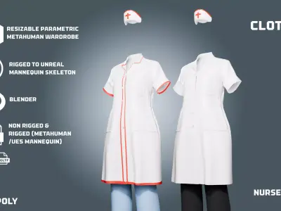nurse uniform - clothyfic outfit Low-poly 3D model