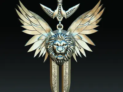 LION SWORD WING NECKLACE  3D print model