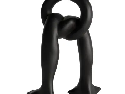 Black and white abstract sculpture of hands and feet 3D model